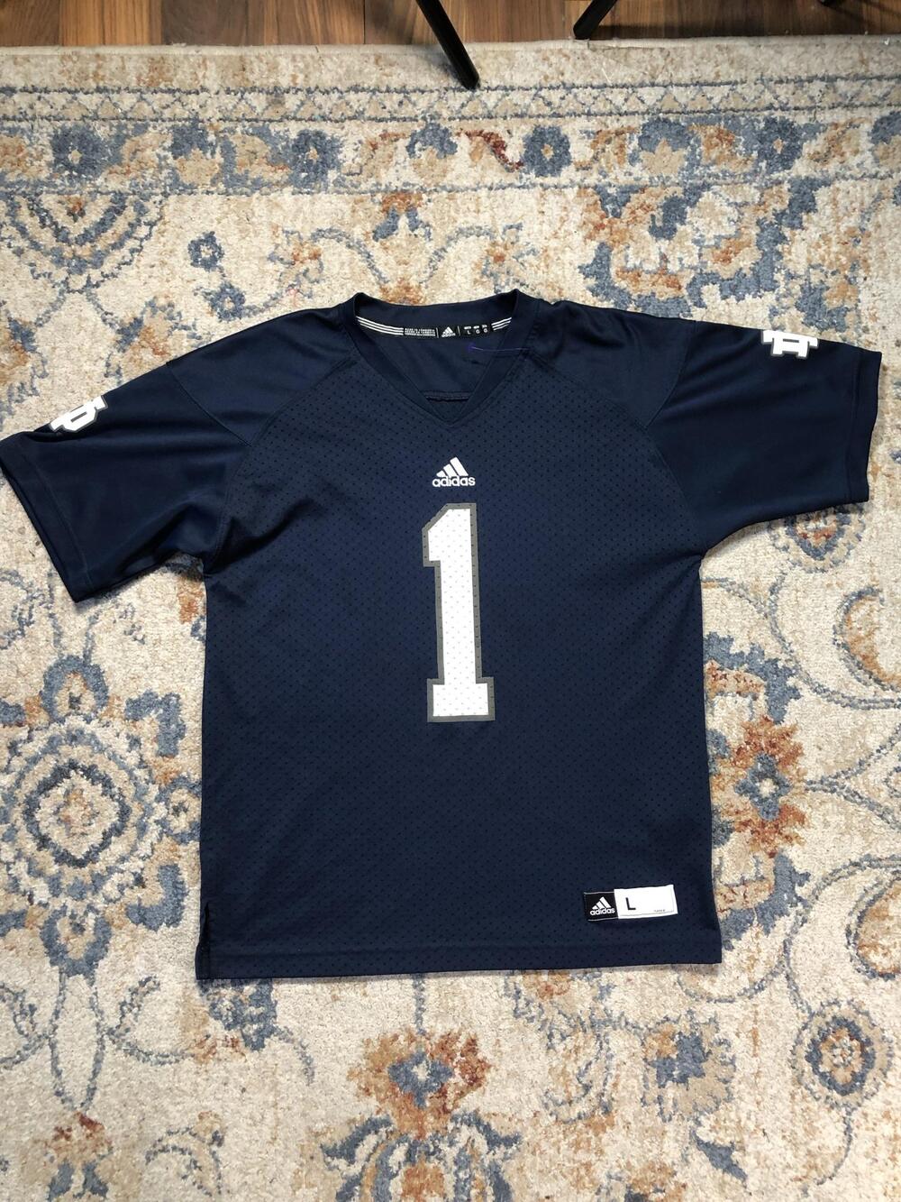 Notre Dame Fighting Irish Football Jersey Boys Large Navy Blue NCAA Adidas #1